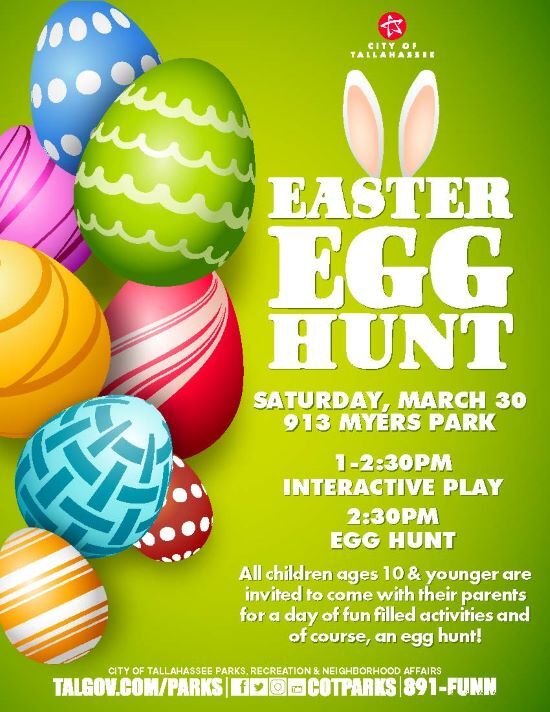 Egg hunt flyer, the information on the flyer is in the text above. 